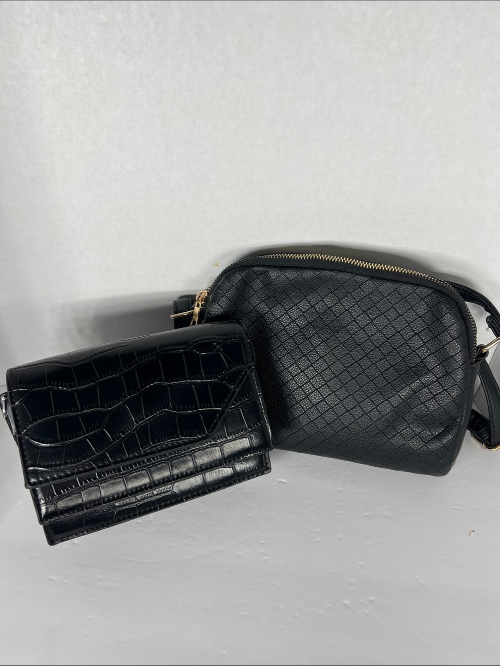 Sleek Black Crossbody Bag and Wallet Set